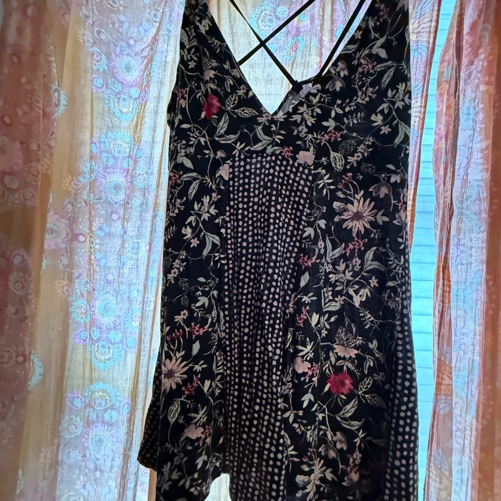 Kimchi Blue Black Floral Hippie Top
